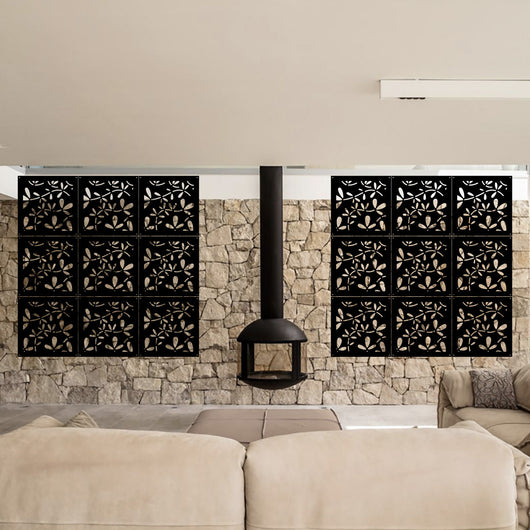 FLOREUS - Pannello in PVC traforato - Parasole Misura: 48x48 cm, Colore: nero