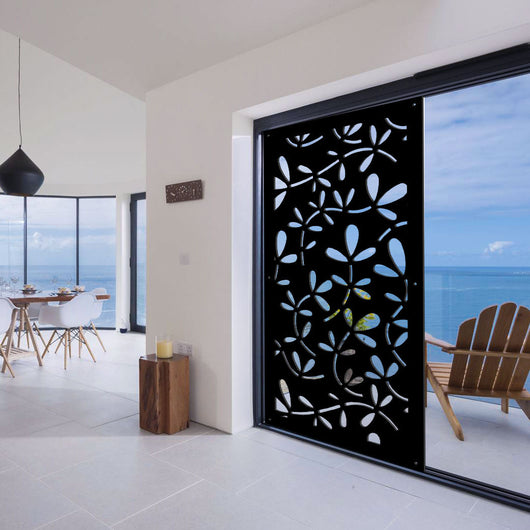 FLOREUS - Pannello in PVC traforato - Parasole Colore: nero, Misura: 73x148 cm