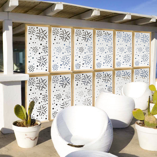 FLOWERS - Moduli Decorativi in Legno e PVC Colore: bianco, Misura: 73x148 cm