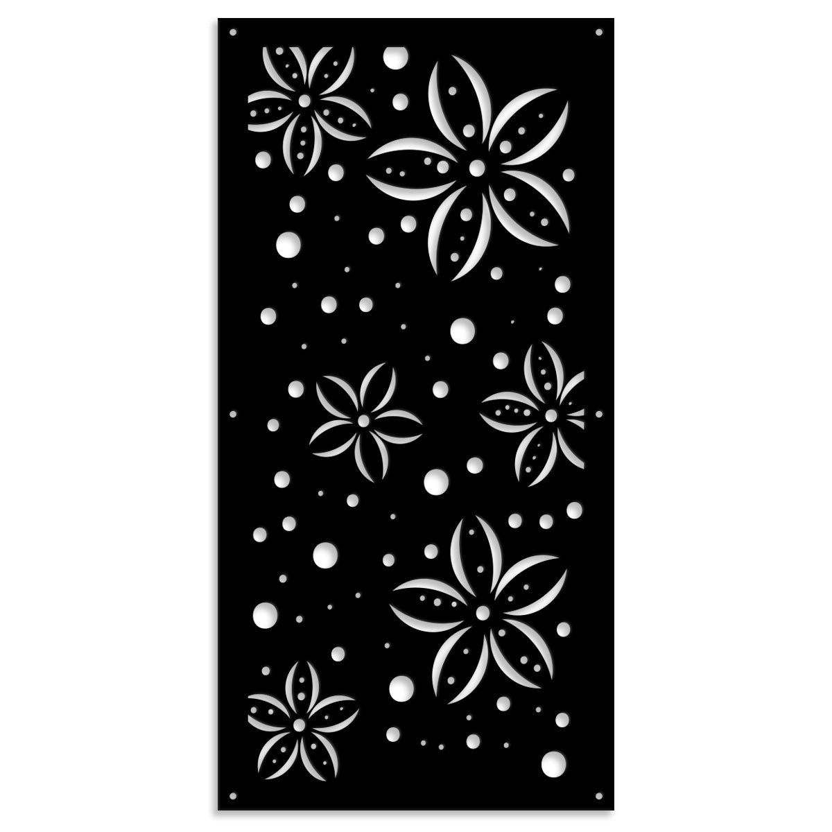 FLOWERS - Pannello in PVC traforato - Parasole Misura: 47x94 cm, Colore: nero