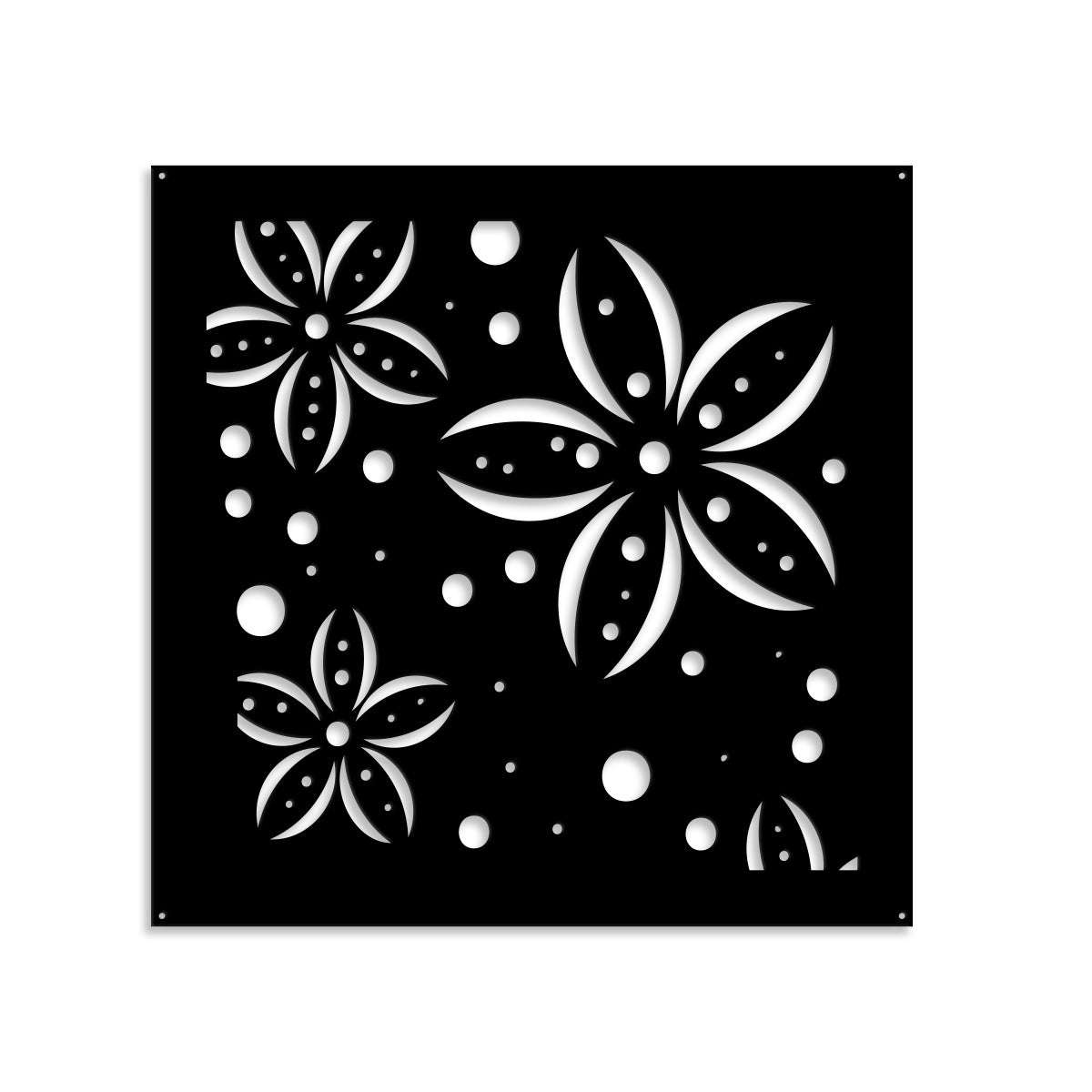 FLOWERS - Pannello in PVC traforato - Parasole Misura: 73x73 cm, Colore: nero