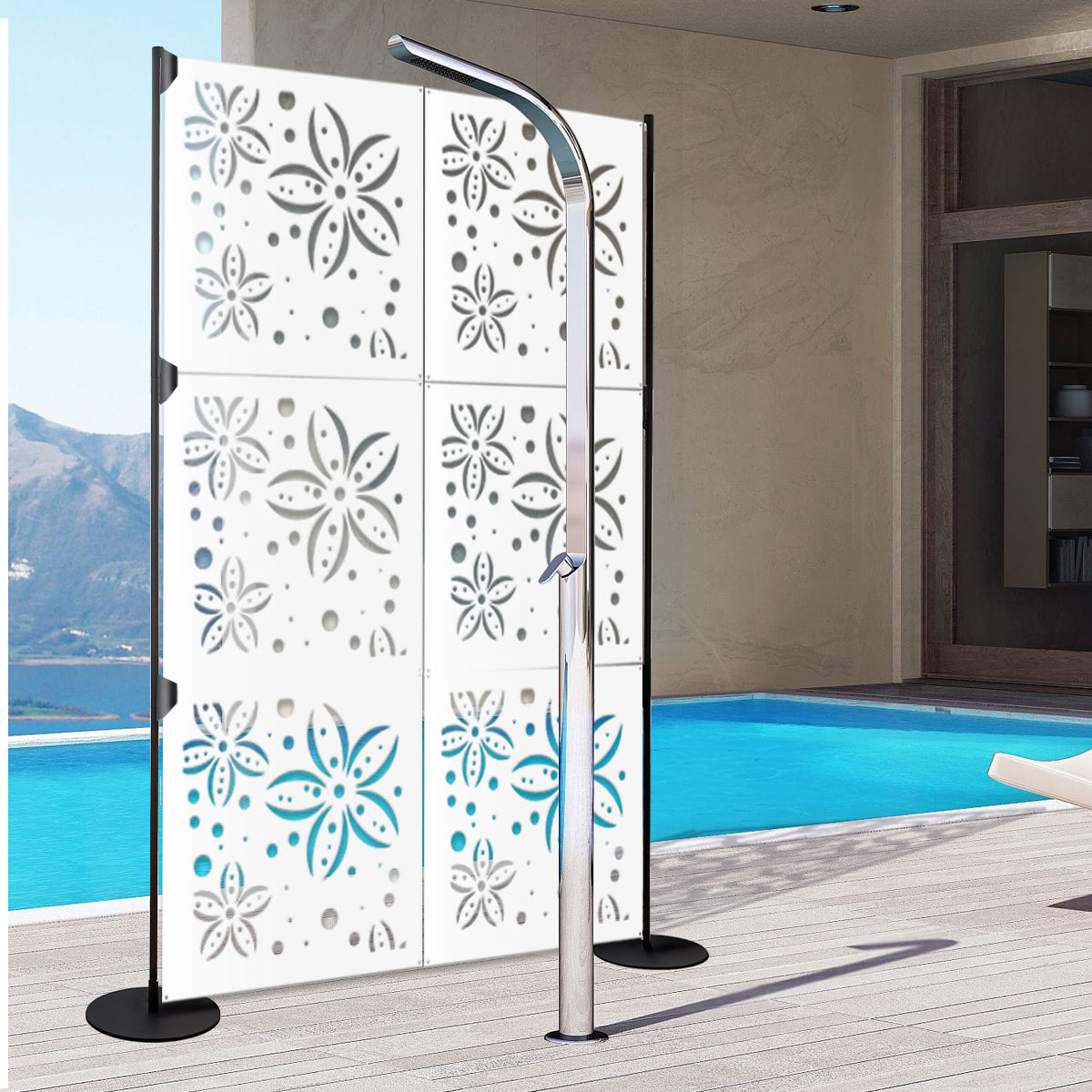 FLOWERS - Pannello in PVC traforato - Parasole Colore: bianco, Misura: 98x98 cm