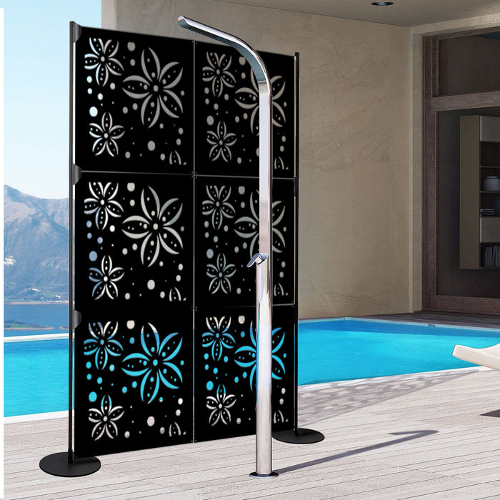 FLOWERS - Pannello in PVC traforato - Parasole Misura: 73x73 cm, Colore: nero