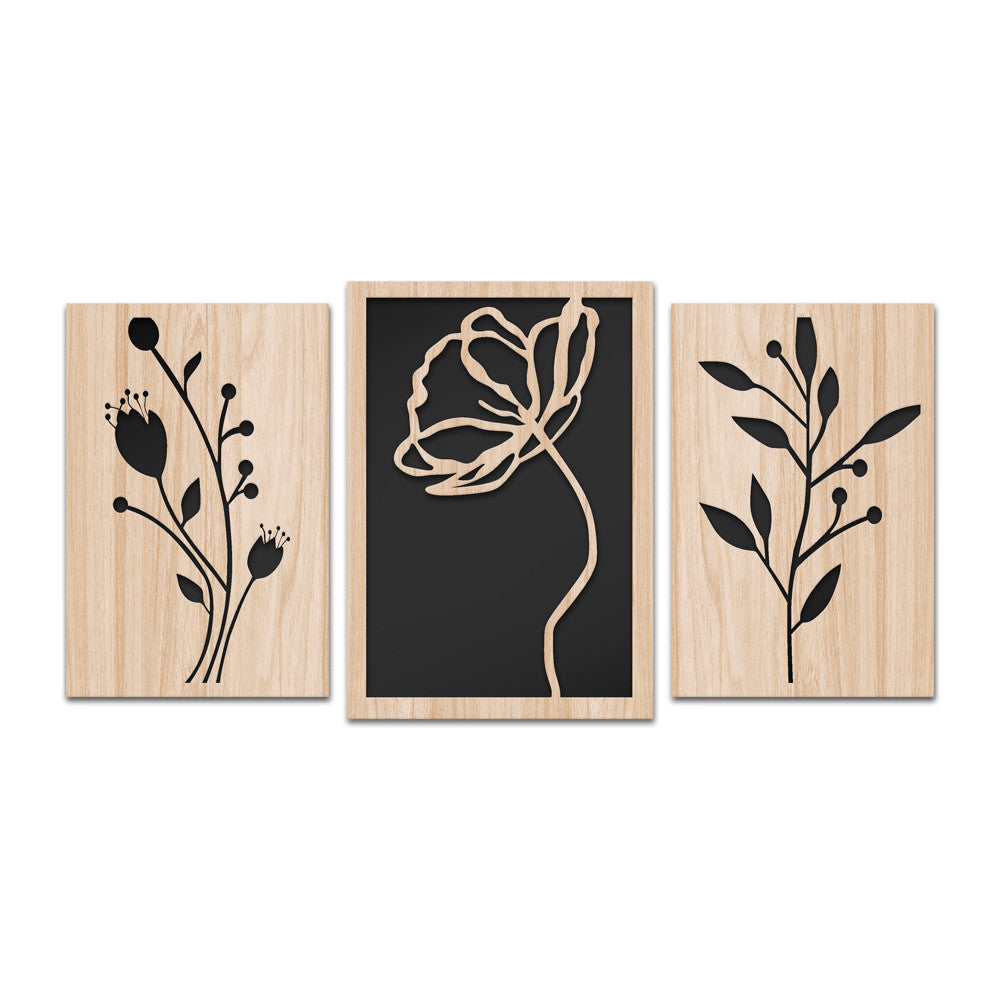 FLOWERS 100x50 cm - Quadro arredo LASERCUT composito Legno e PVC Misura: 100x50 cm
