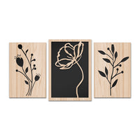 FLOWERS 100x50 cm - Quadro arredo LASERCUT composito Legno e PVC Misura: 100x50 cm