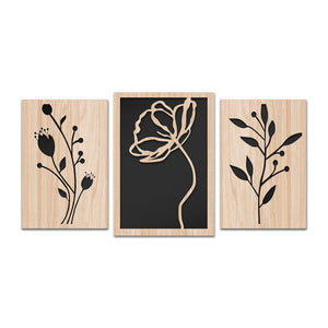 FLOWERS 100x50 cm - Quadro arredo LASERCUT composito Legno e PVC Misura: 100x50 cm
