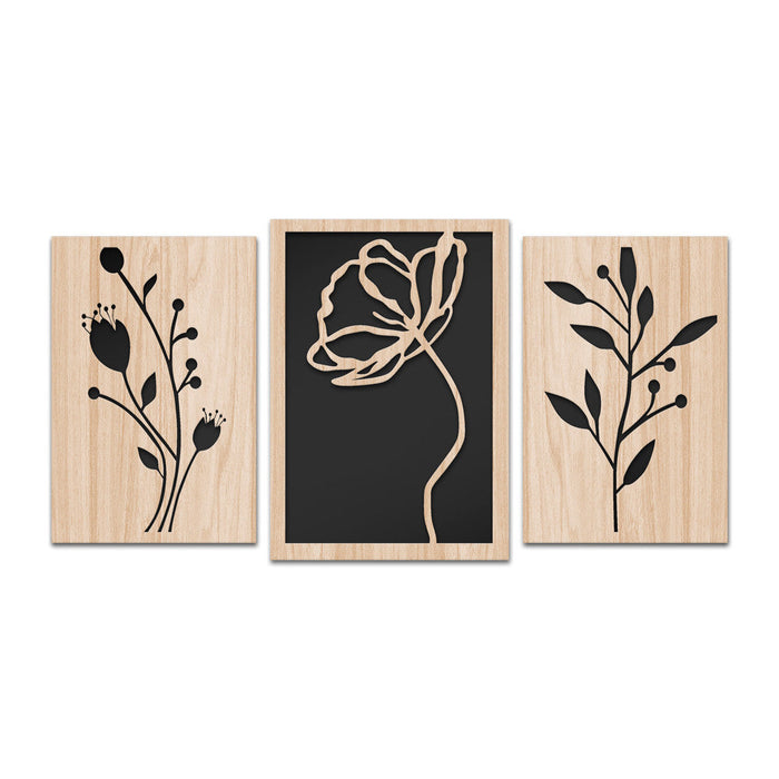 FLOWERS 100x50 cm - Quadro arredo LASERCUT composito Legno e PVC Misura: 100x50 cm