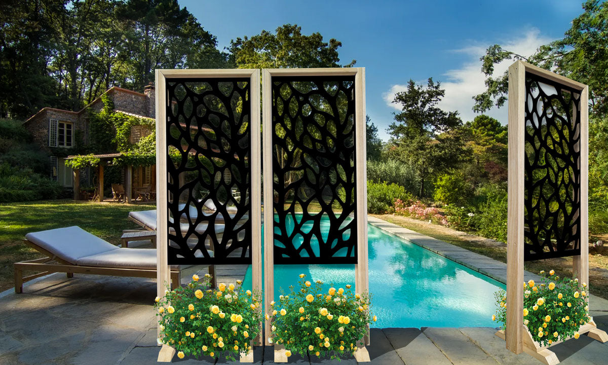 FOGLIE - Separè - Paravento modulabile - 70x190cm - in Legno e PVC Colore: nero