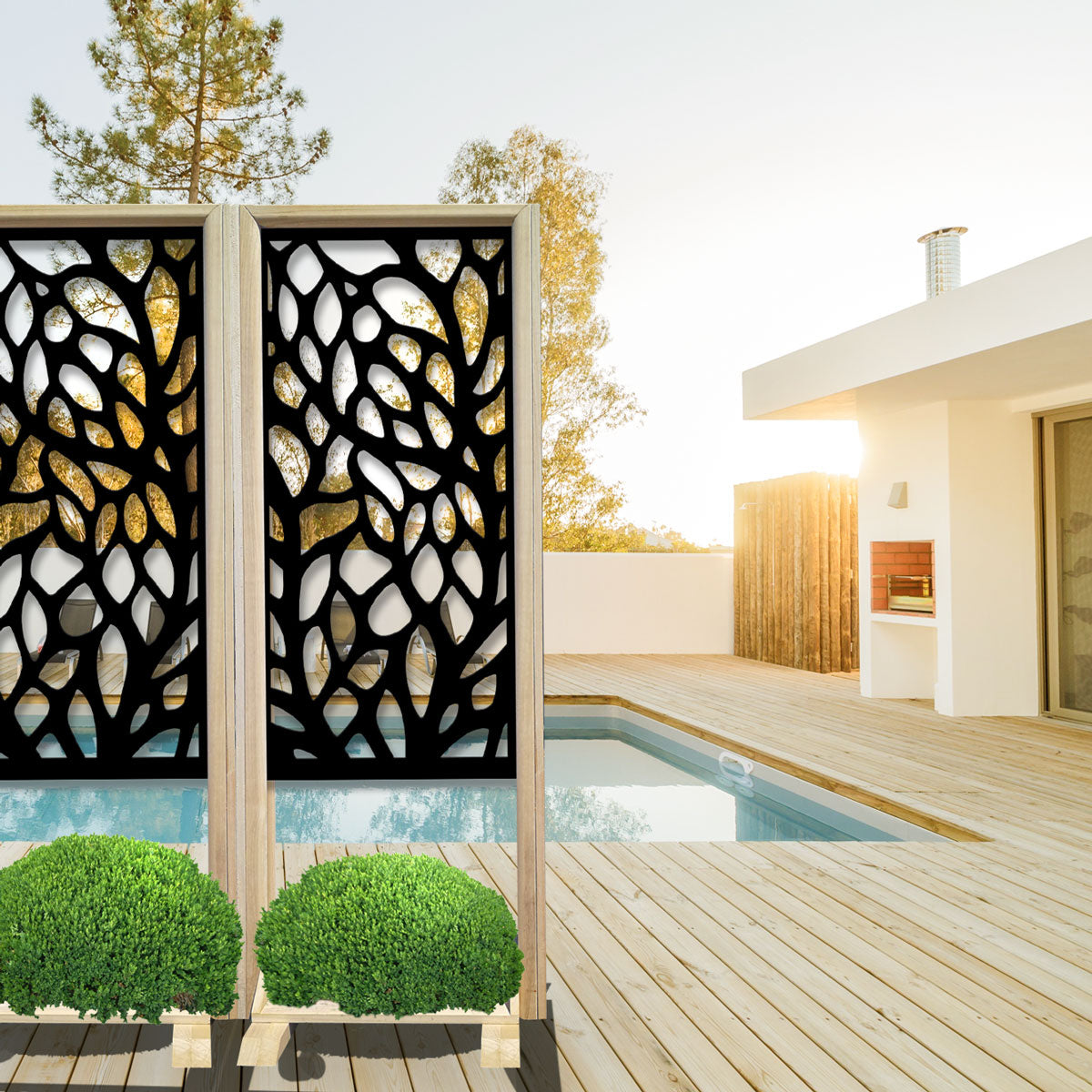 FOGLIE - Separè - Paravento modulabile - 70x190cm - in Legno e PVC Colore: nero