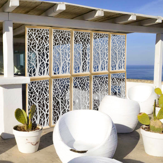 FORESTA  - Moduli Decorativi in Legno e PVC Misura: 47x94 cm, Colore: bianco