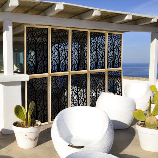 FORESTA  - Moduli Decorativi in Legno e PVC Misura: 73x148 cm, Colore: nero