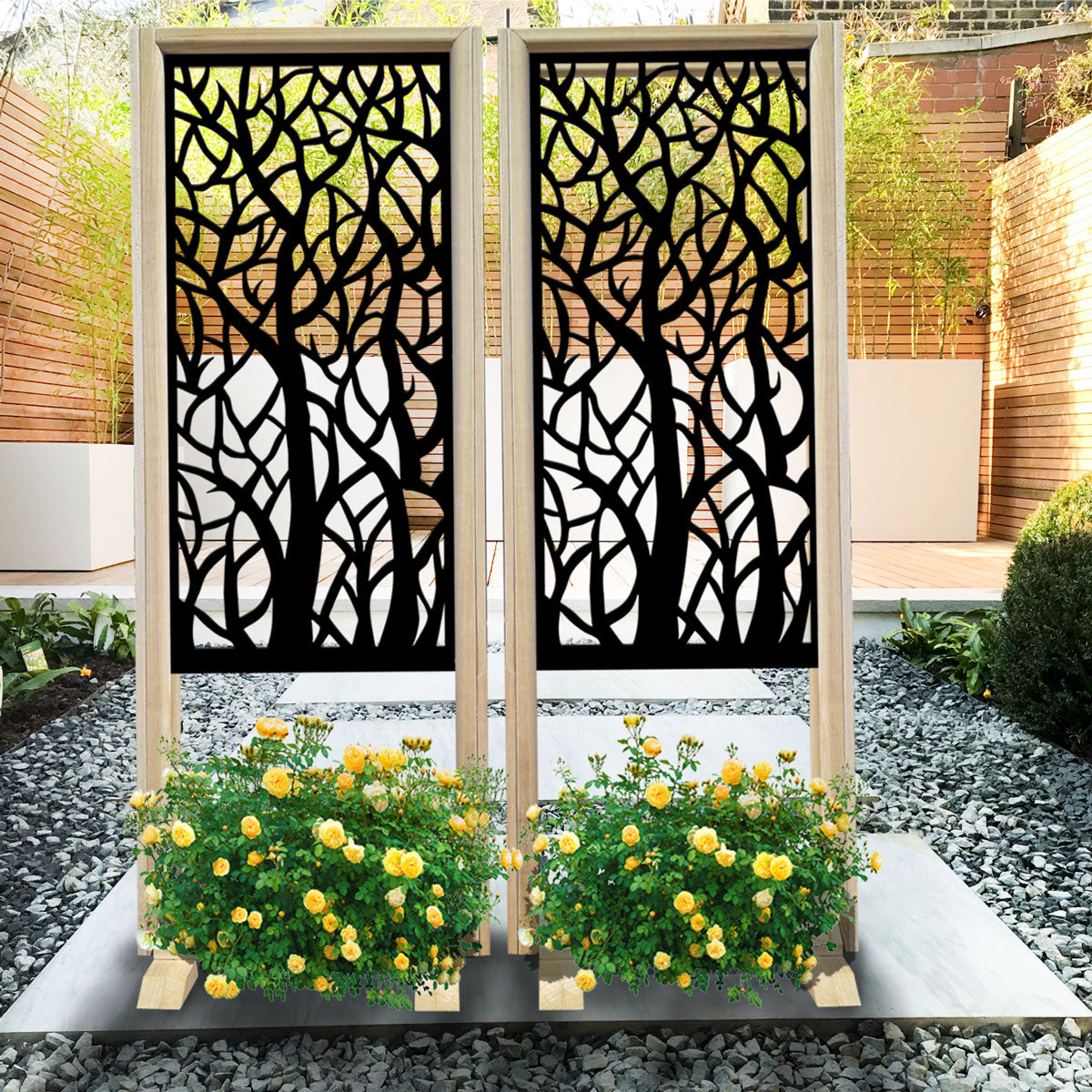 FORESTA - Separè  - Paravento modulabile - 70x190cm - in Legno e PVC Colore: nero