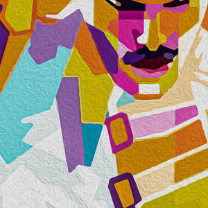 FREDDIE MERCURY - Quadro stampato su Canvas e montato su telaio in legno Misura: 50x70 cm