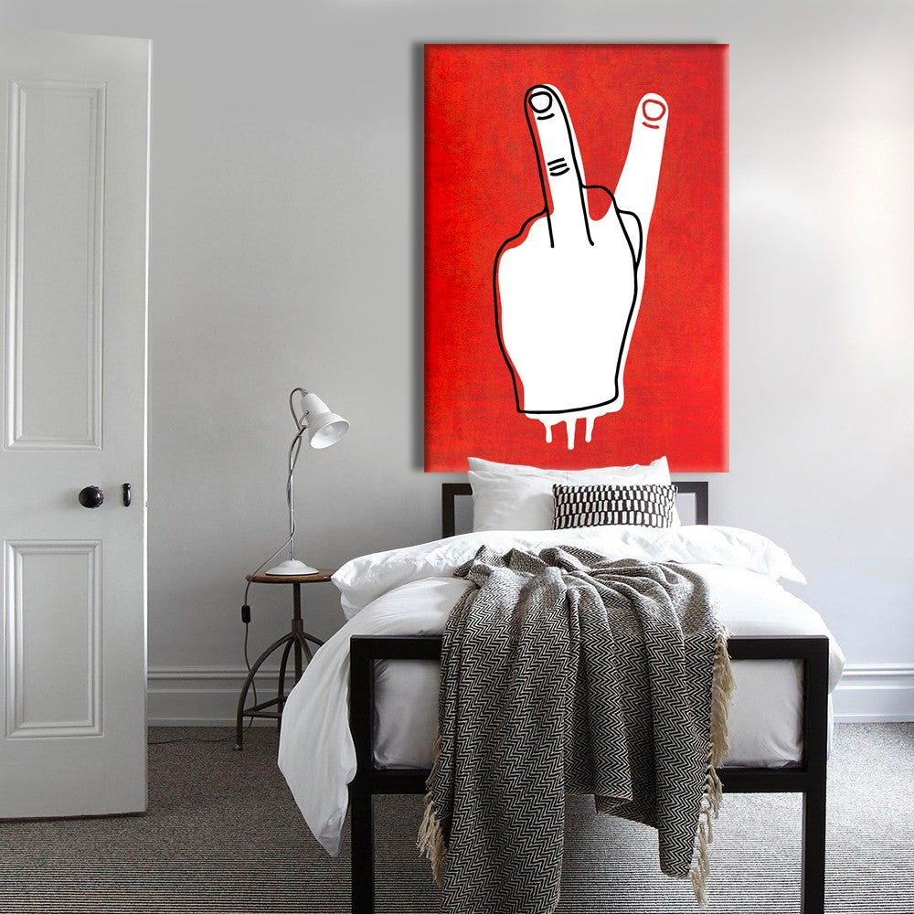 FUCK - WIN - Quadro stampato su Canvas e montato su telaio in legno Misura: 100x140 cm