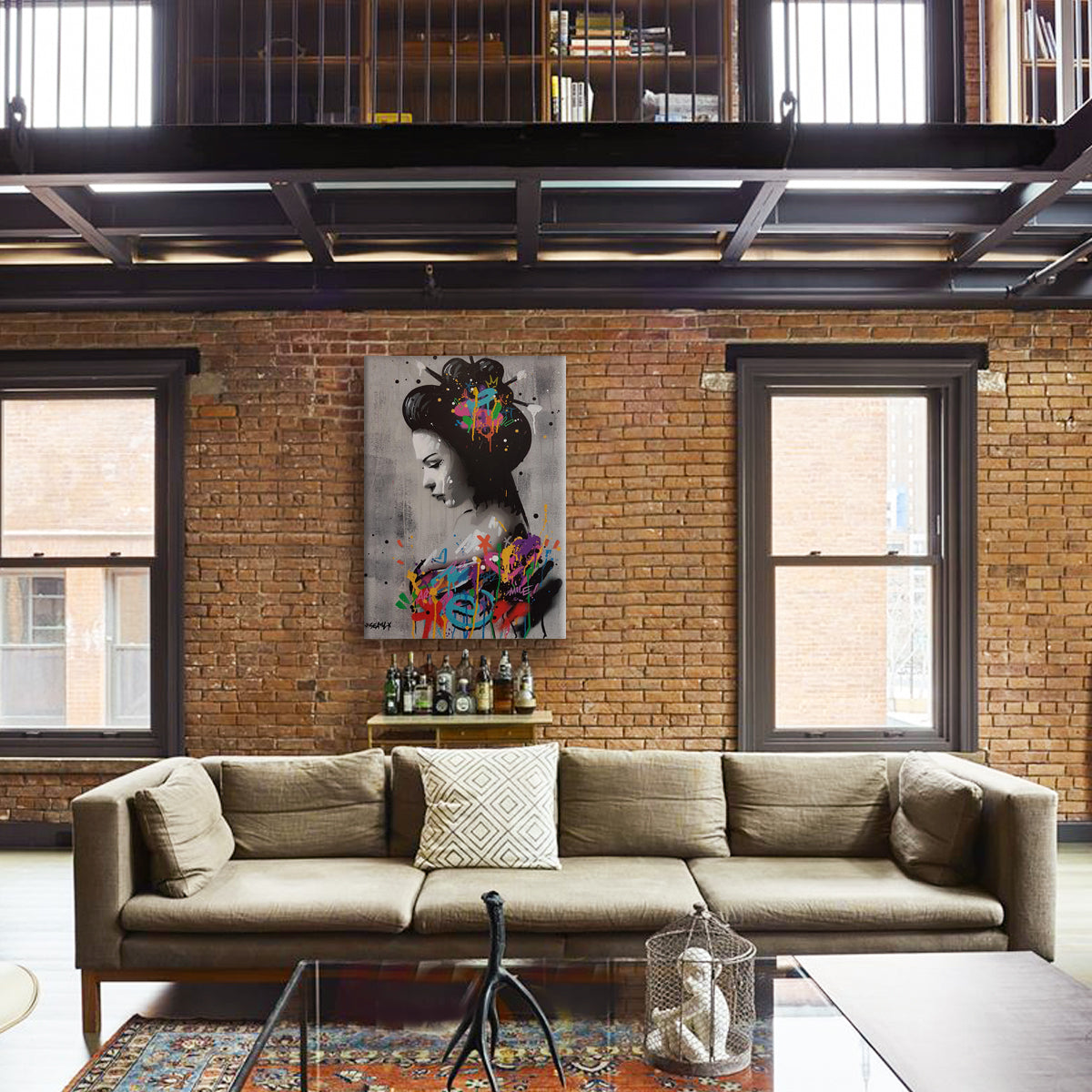 Geisha -  Quadro Canvas Contemporaneo su telaio in legno Misura: 70x100 cm