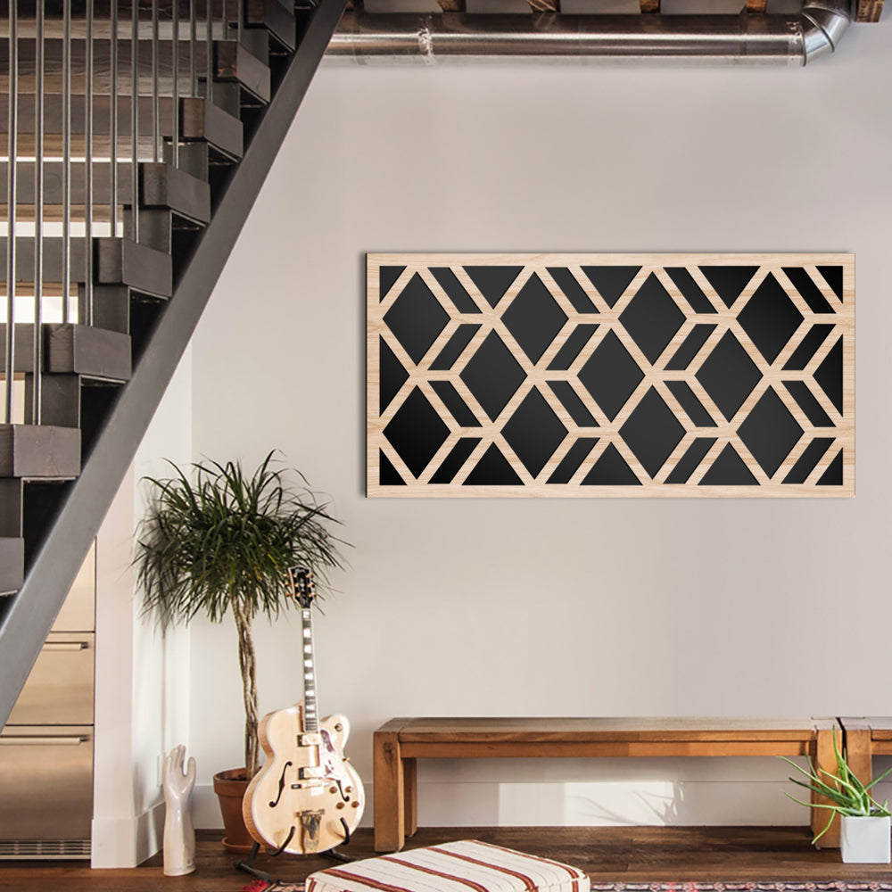 GEOMETRY - Quadro arredo LASERCUT composito Legno e PVC Misura: 50x100 cm