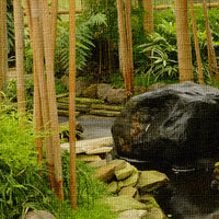 Giardino Zen di rilassamento - Quadro Canvas su telaio in legno Misura: 70X50 cm