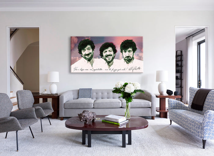 Gigi Proietti - Quadro stampa su Tela montata su telaio in legno Misura: 100x50 cm