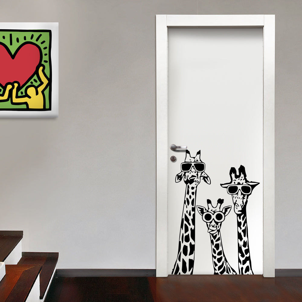 GIRAFFE COOL- Adesivo murale wall sticker in vinile 55x77 cm Colore: nero