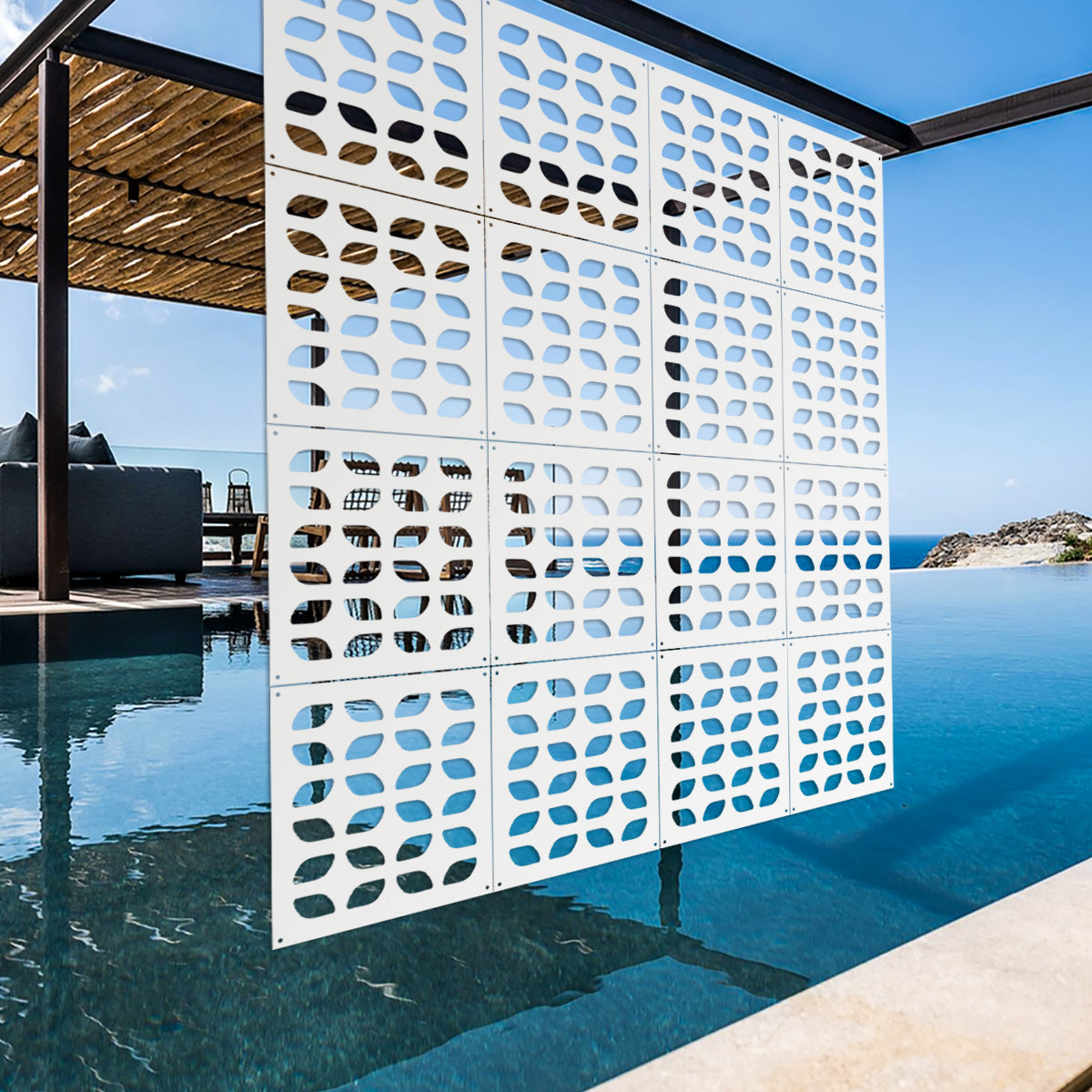 GLOBECROSS - Pannello in PVC traforato - Parasole Colore: bianco, Misura: 48x48 cm