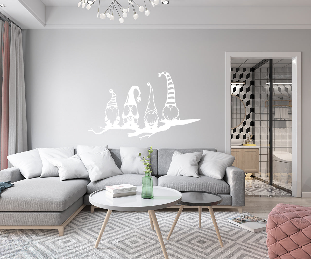 GNOMES - Adesivo murale wall sticker in vinile 55x100 cm Colore: bianco