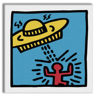 HARING - KIDNAPPING - Quadro Canvas su telaio in legno Misura: 80x80 cm