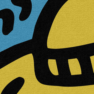 HARING - KIDNAPPING - Quadro Canvas su telaio in legno Misura: 100x100 cm