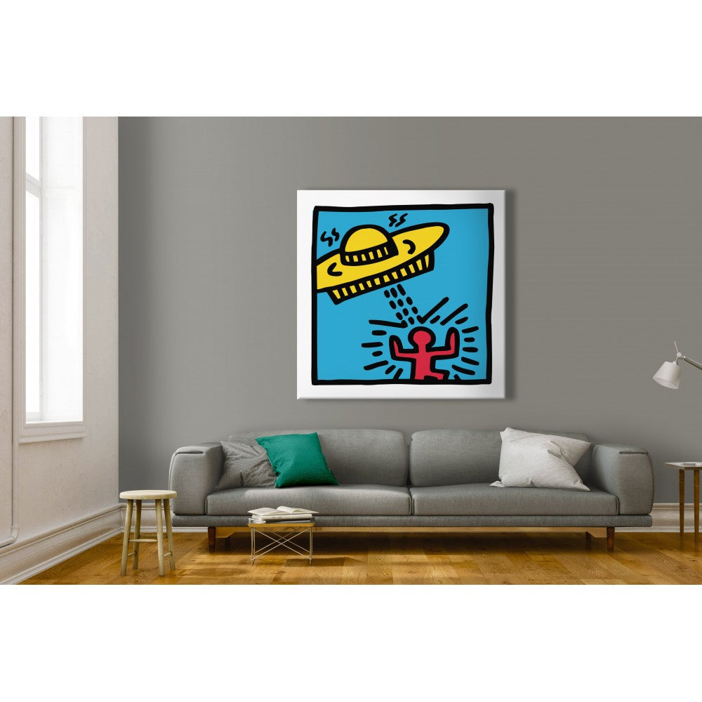 HARING - KIDNAPPING - Quadro Canvas su telaio in legno Misura: 80x80 cm