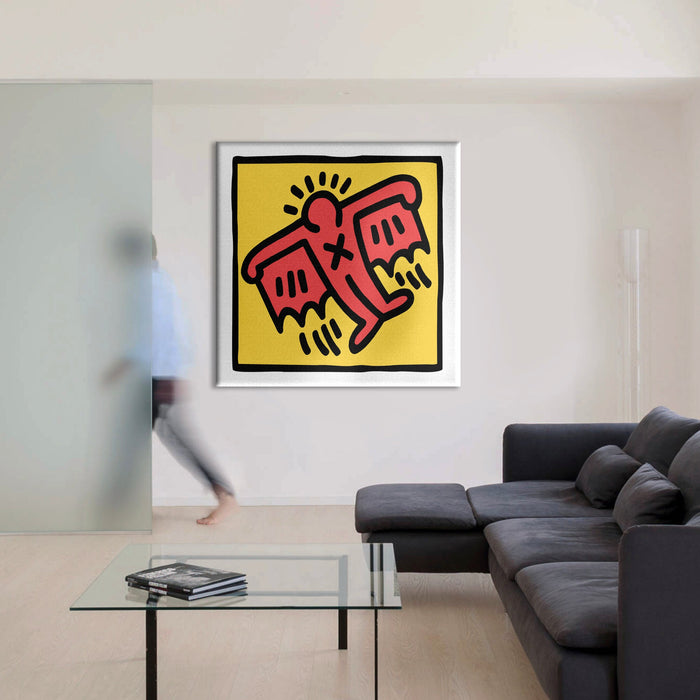 HARING - SUPERHERO XMAN - Quadro Canvas su telaio in legno Misura: 100x100 cm