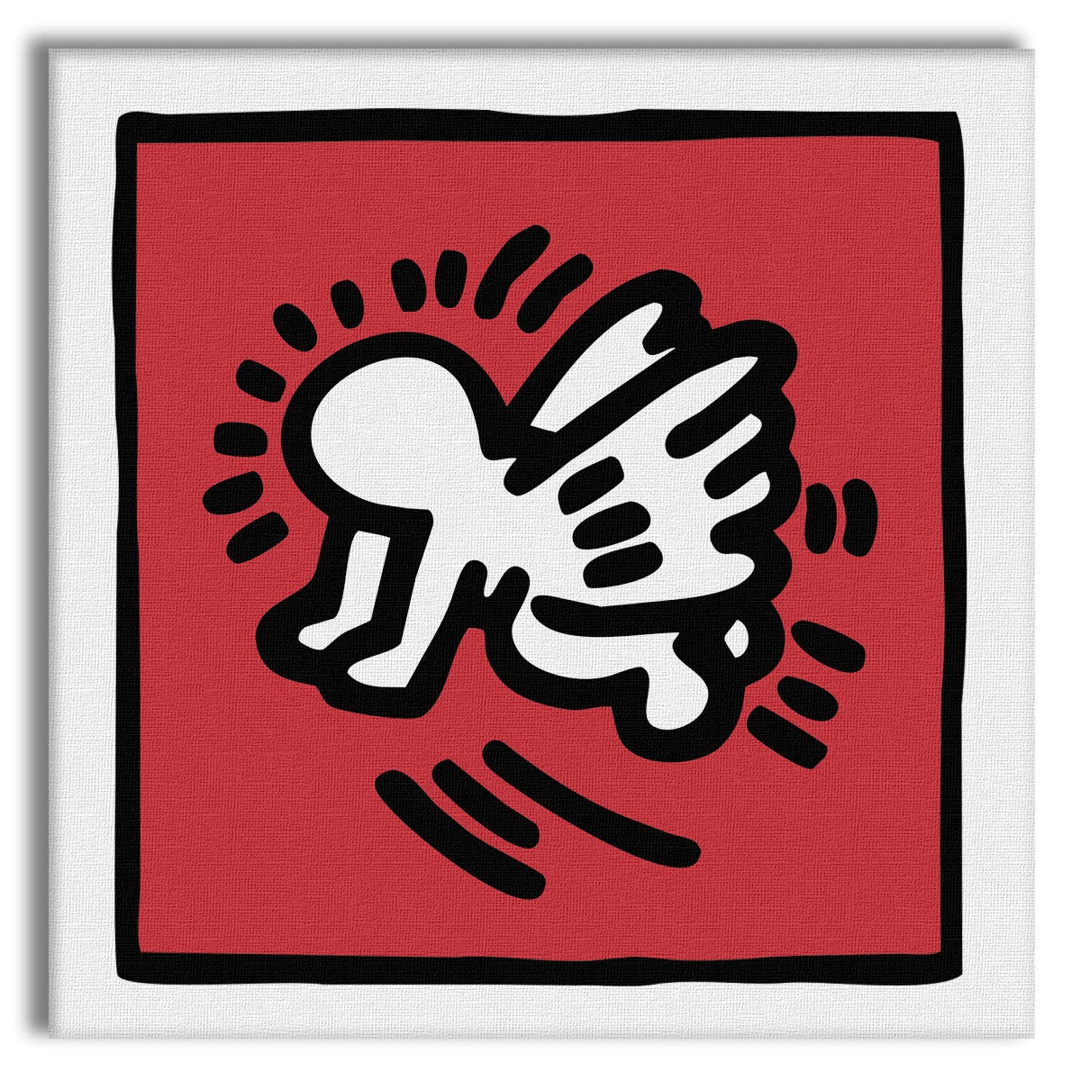 HARING - THE BABY ANGEL - Quadro Canvas su telaio in legno Misura: 100x100 cm
