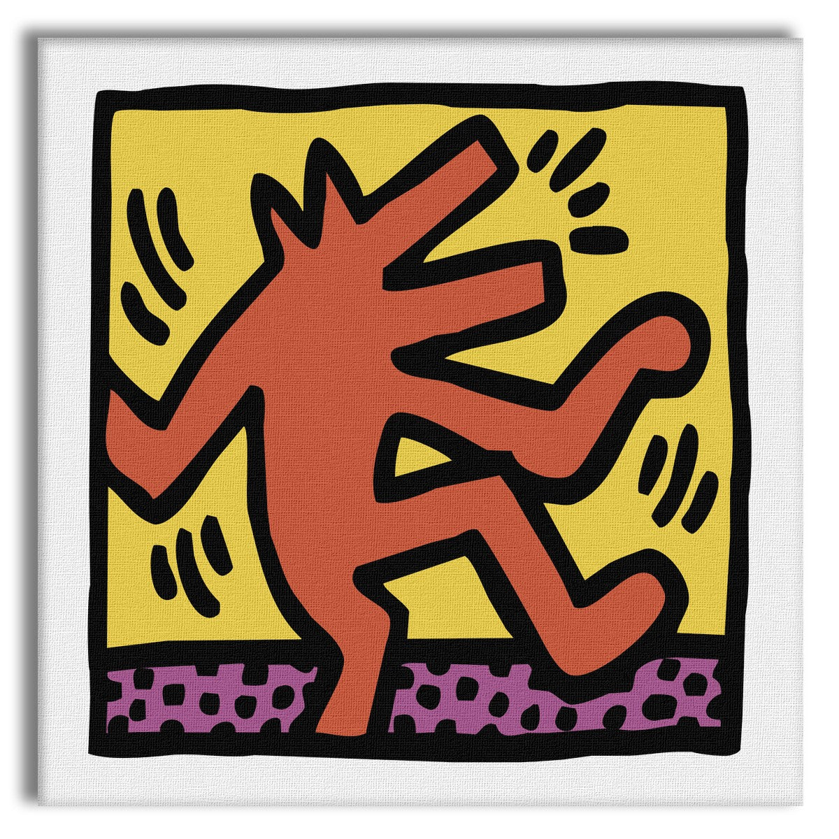 HARING - THE DANCING DOG - Quadro Canvas su telaio in legno Misura: 100x100 cm