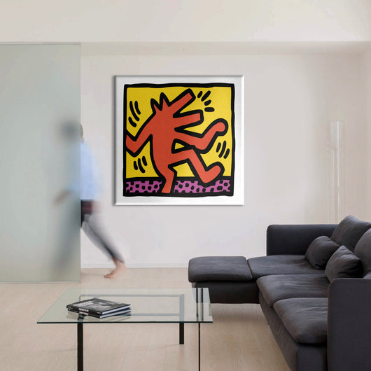 HARING - THE DANCING DOG - Quadro Canvas su telaio in legno Misura: 100x100 cm