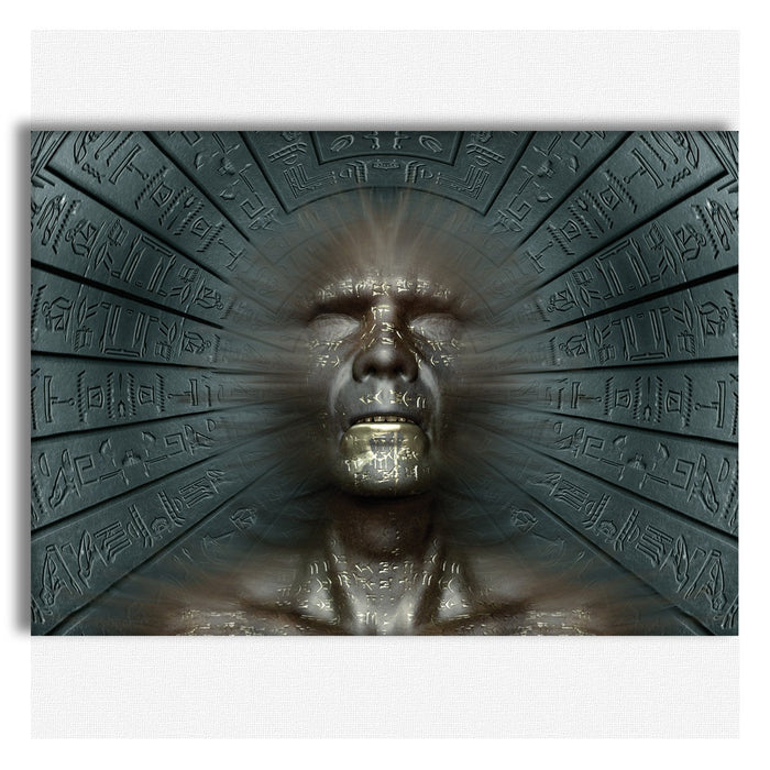 Hieroglyphics Abstraction - Quadro Canvas su telaio in legno Misura: 100x70 cm