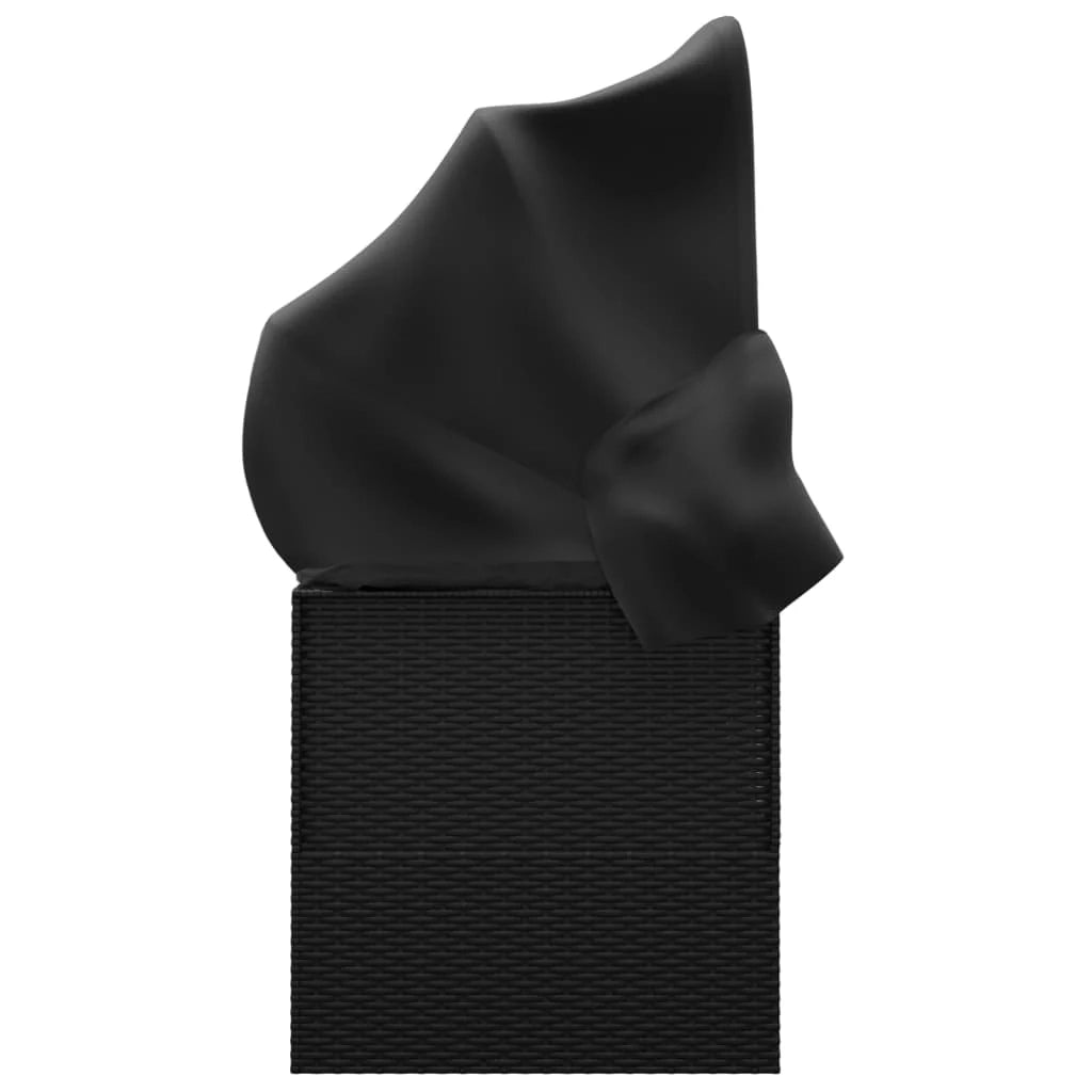 Divano da esterno con baldacchino e cuscini 203 x 58 x 56 cm resina intrecciata nera 02_0012023