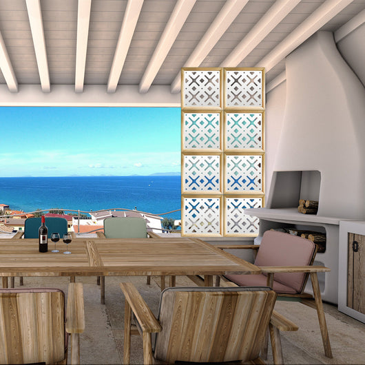 HORIZONTE - Moduli Decorativi in Legno e PVC Colore: bianco, Misura: 98x98 cm