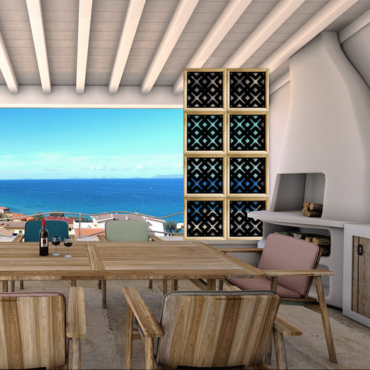 HORIZONTE - Moduli Decorativi in Legno e PVC Colore: nero, Misura: 98x98 cm