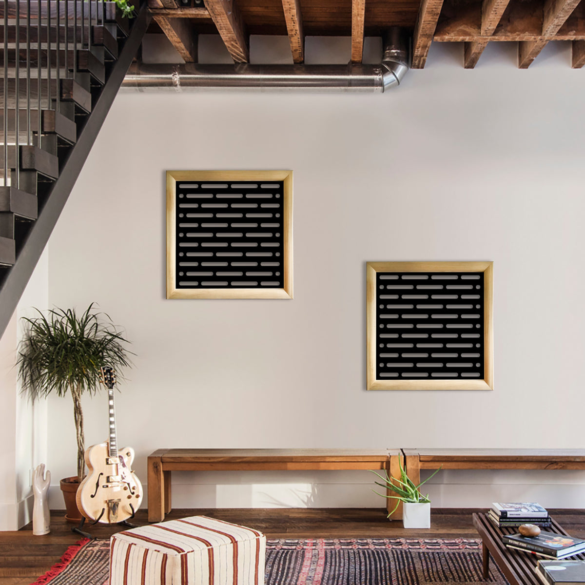 HOT DOG - Moduli Decorativi in Legno e PVC Misura: 48x48 cm, Colore: nero