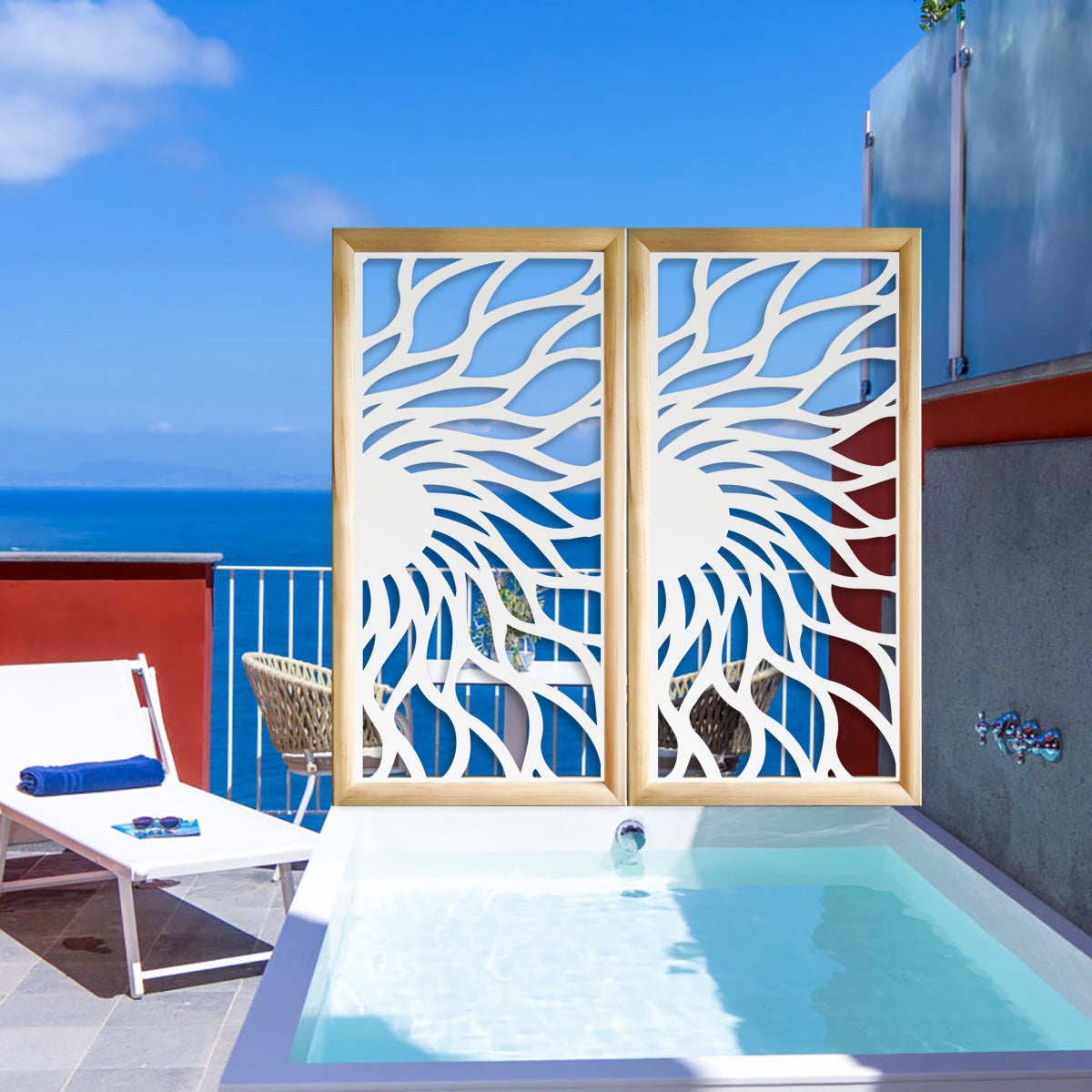 HOT SUN - Moduli Decorativi in Legno e PVC Misura: 47x94 cm, Colore: bianco