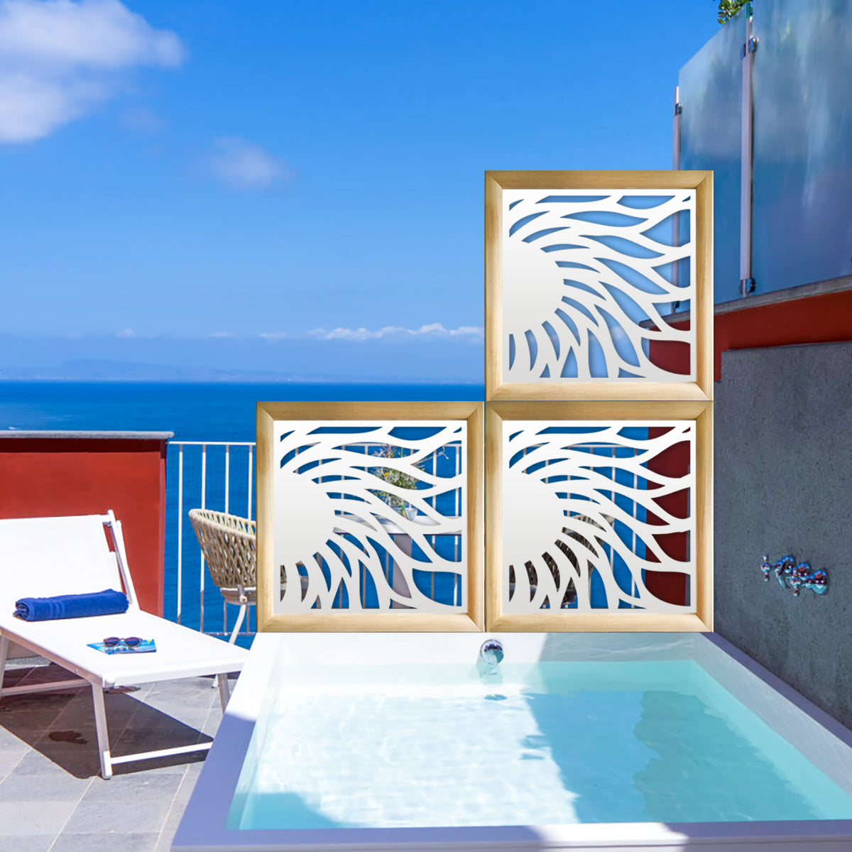 HOT SUN - Moduli Decorativi in Legno e PVC Colore: bianco, Misura: 73x73 cm