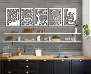 I SIMPSON - Quadro moderno in pvc solido 30 x 40 cm x 5 pezzi Colore: bianco