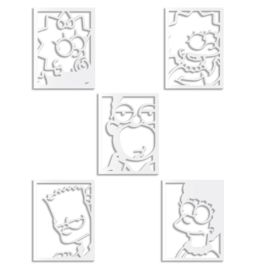 I SIMPSON - Quadro moderno in pvc solido 30 x 40 cm x 5 pezzi Colore: bianco