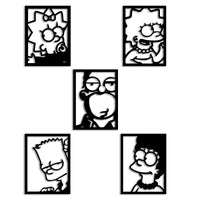 I SIMPSON - Quadro moderno in pvc solido 30 x 40 cm x 5 pezzi Colore: nero