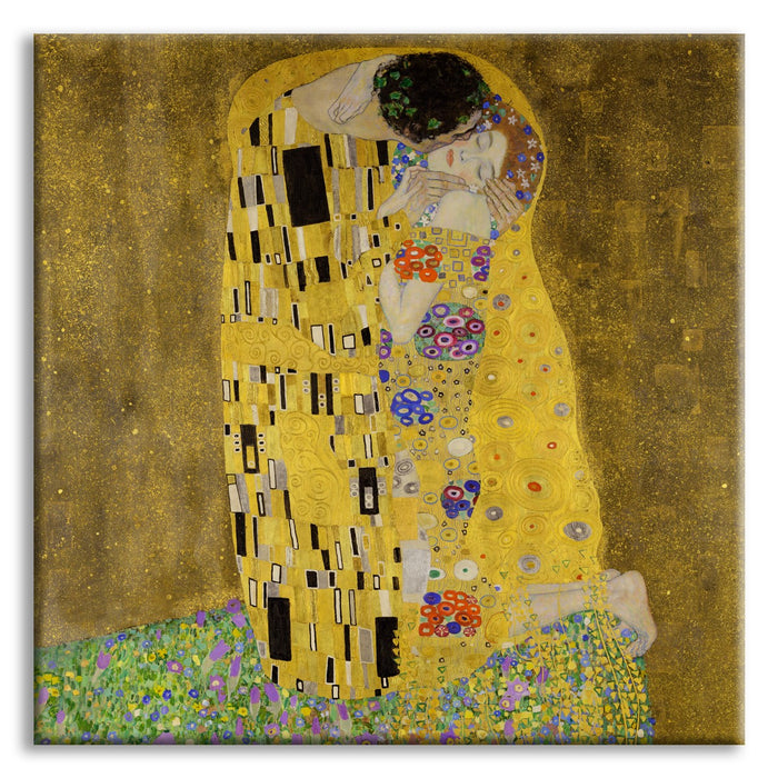 IL BACIO - KLIMT - Quadro Stampa su Canvas con telaio in legno Misura: 100x100 cm