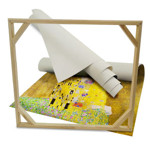 IL BACIO - KLIMT - Quadro Stampa su Canvas con telaio in legno Misura: 80x80 cm