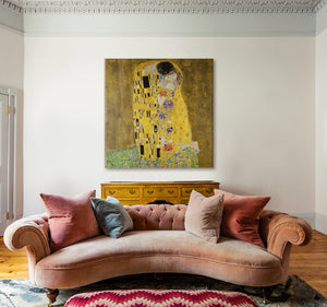 IL BACIO - KLIMT - Quadro Stampa su Canvas con telaio in legno Misura: 130x130 cm