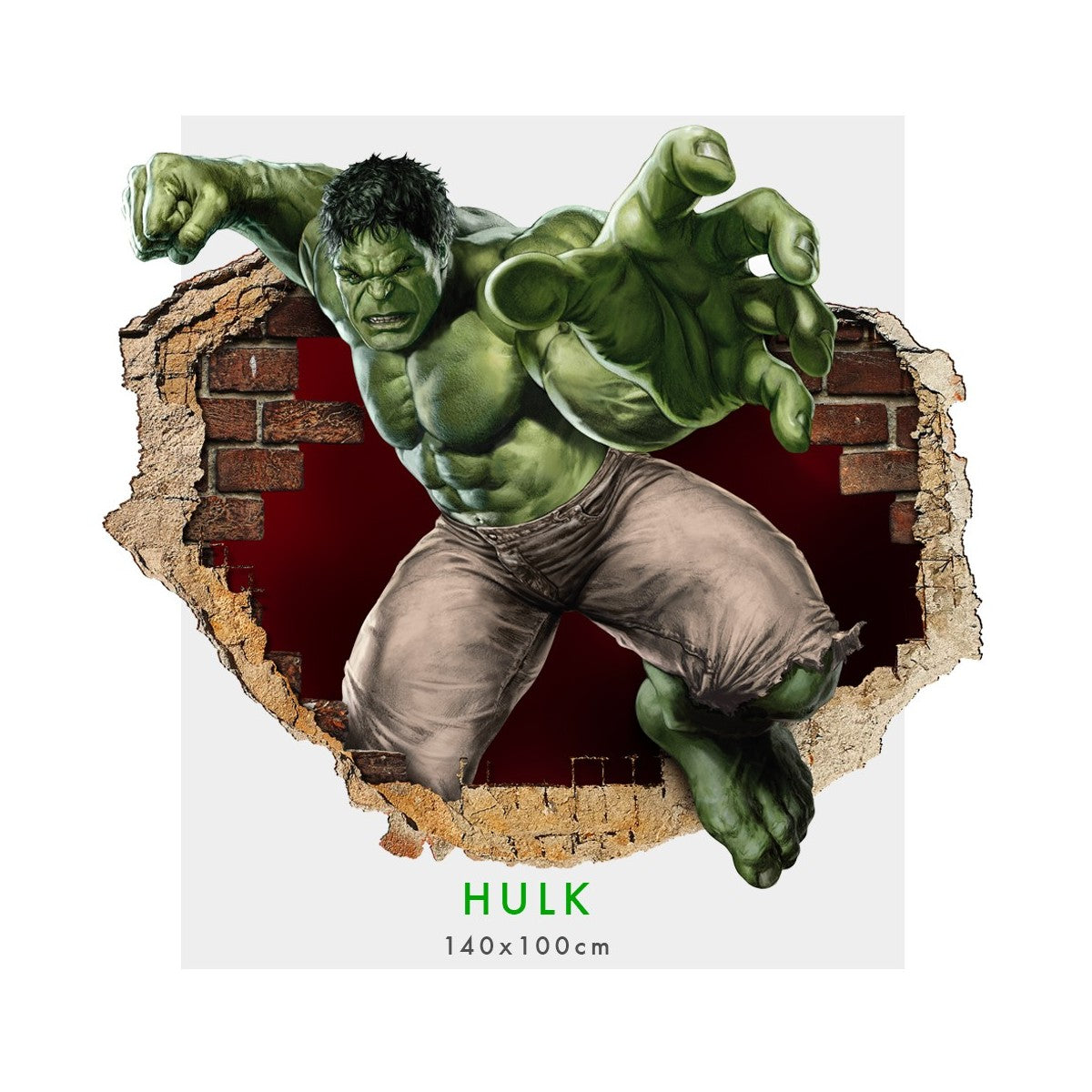 Incredibile Hulk 2019 - Adesivi murali parete 3D wall sticker cameretta bimbi Misura: 150x100 cm