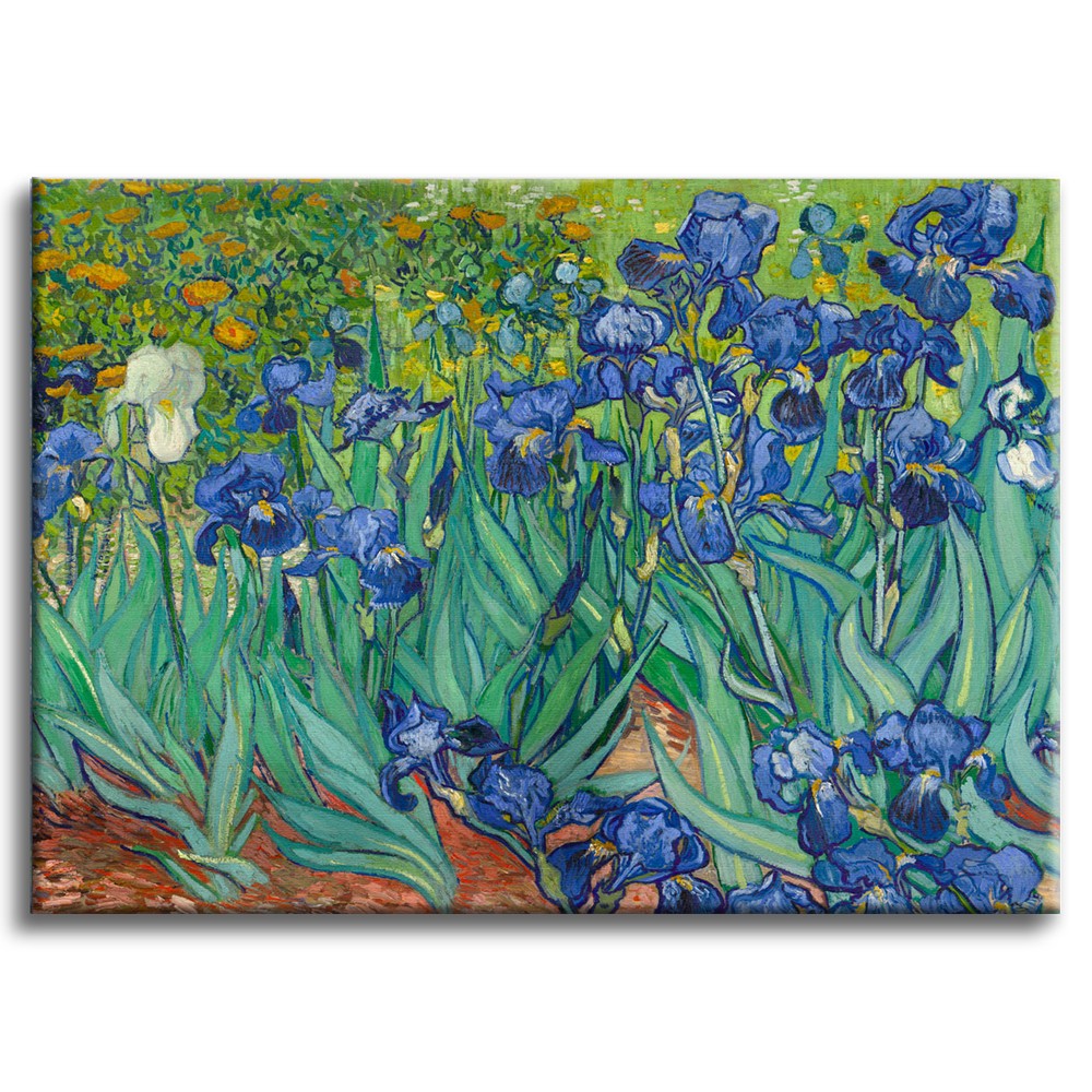 IRISES Van Gogh - Quadro con tela pittorica su telaio in legno Misura: 140x100 cm