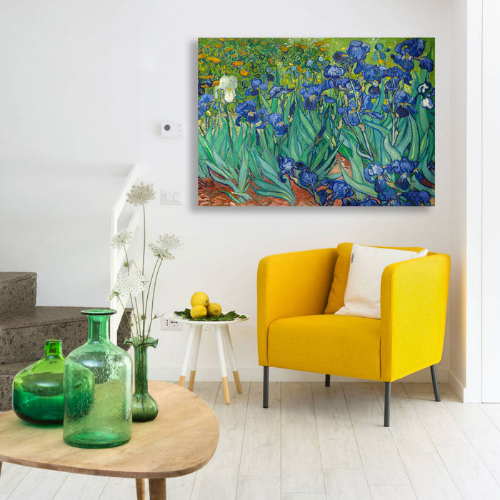 IRISES Van Gogh - Quadro con tela pittorica su telaio in legno Misura: 140x100 cm