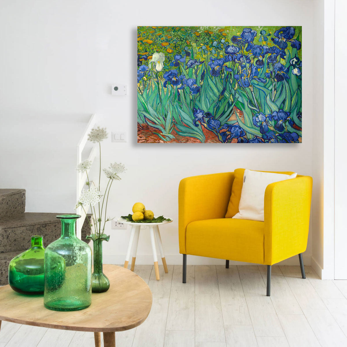 IRISES Van Gogh - Quadro con tela pittorica su telaio in legno Misura: 100x70 cm