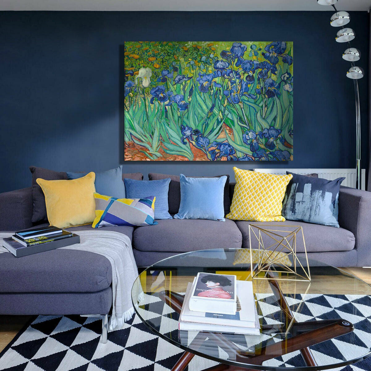 IRISES Van Gogh - Quadro con tela pittorica su telaio in legno Misura: 140x100 cm